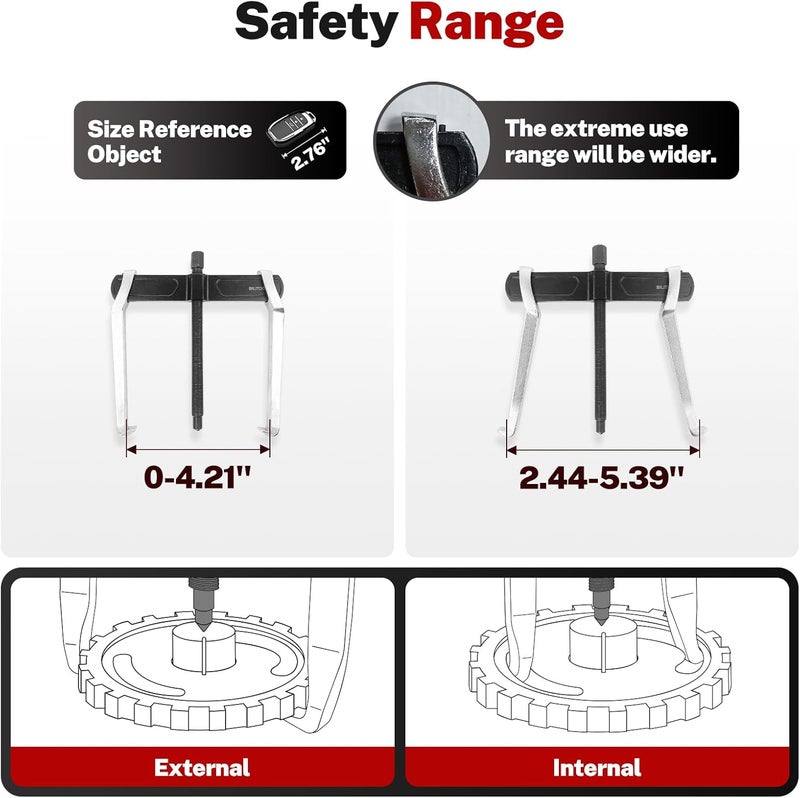 BILITOOLS 4" 2-Jaw Gear Puller, Internal External for Removal of Pulleys Flywheels Bearings & Gears - Image 1